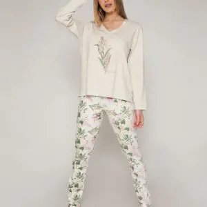 Pijama de algodón para mujer de flores