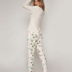 Pijama de algodón para mujer de flores