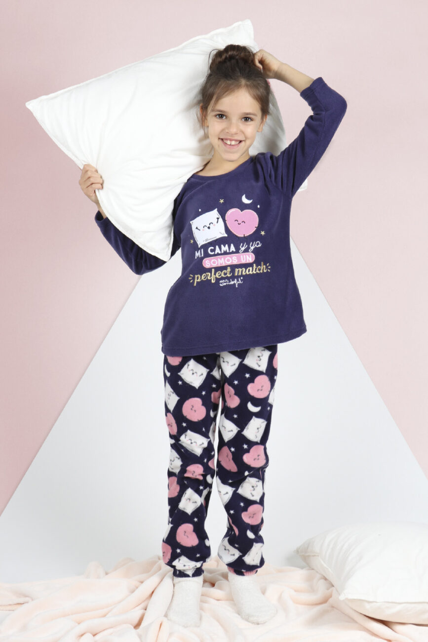 Pijama calentito micropolar de manga larga Mi Cama y Yo para niña MR - El Pijama