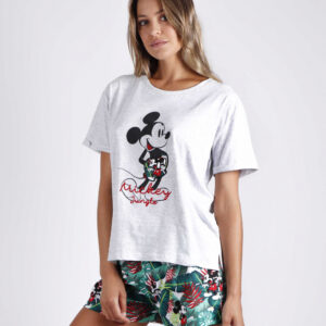 Pijama de verano para mujer de Disney de manga corta y pantalón corto estampado.