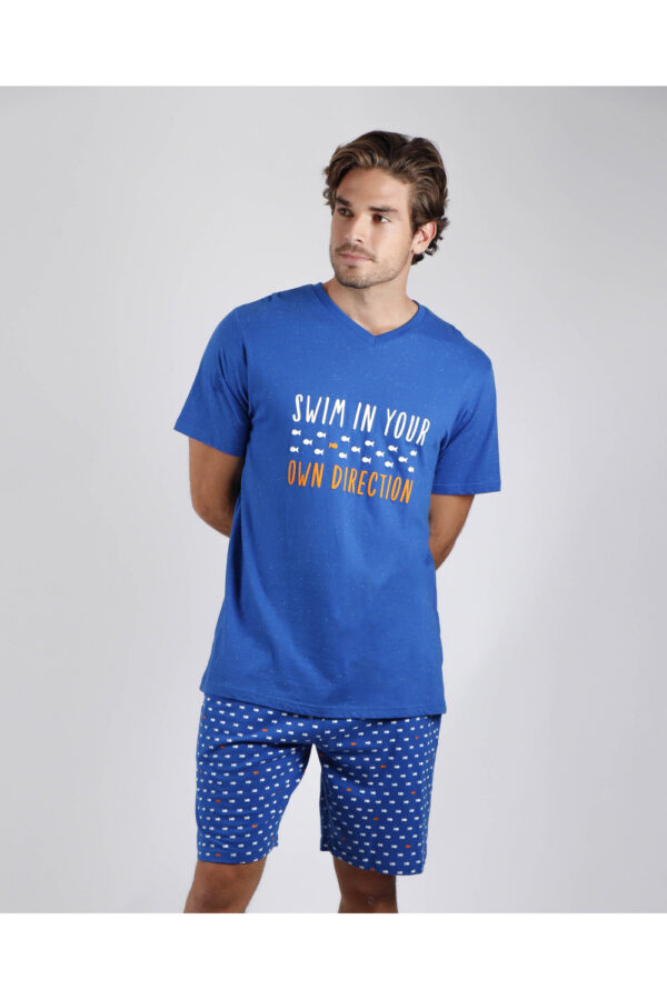 Pijama de hombre de verano de manga corta y pantalón corto de hombre. Pijamas Admas