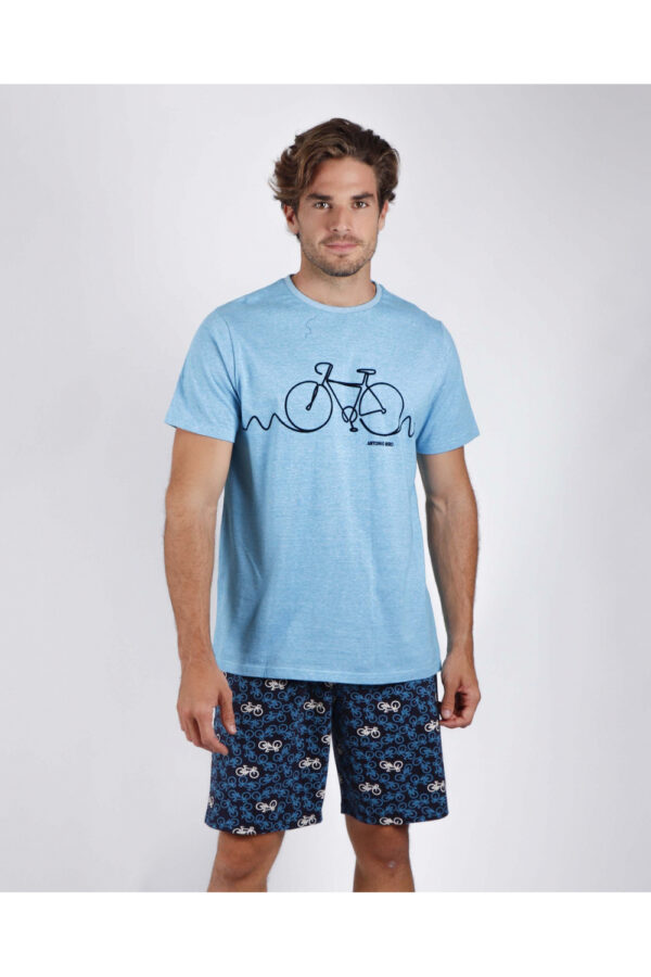 Pijama de hombre de verano de manga corta y pantalón corto de hombre. Pijamas Antonio Miro