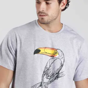 Pijama de hombre de verano de manga corta y pantalón corto con estampado de Tucan. Pijamas Antonio Miro