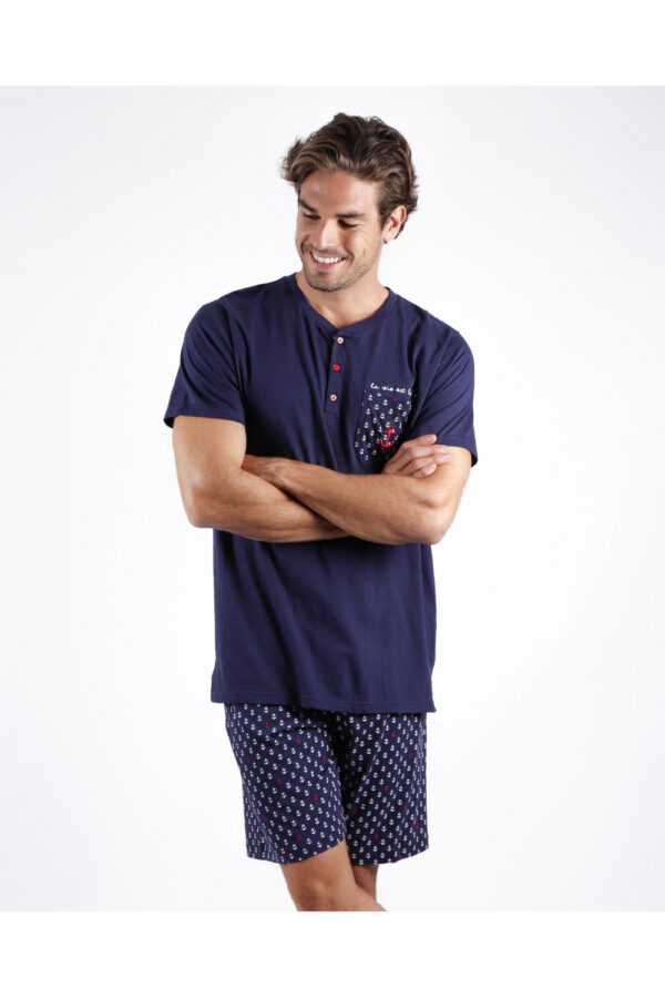 Pijama de hombre de verano de manga corta y pantalón corto de hombre. Pijamas Admas