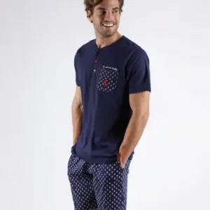 Pijama de hombre de verano de manga corta y pantalón corto de hombre. Pijamas Admas