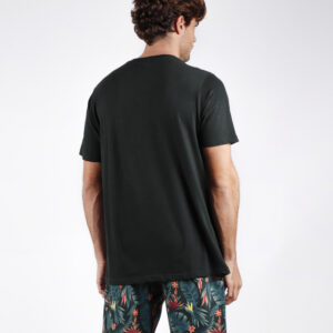 Pijama de hombre de verano de manga corta y pantalón corto con estampado tropical. Pijamas Antonio Miro