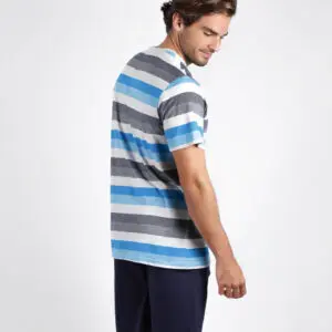 Pijama de hombre de verano de rayas de manga corta y pantalón corto Pijamas Antonio Miro