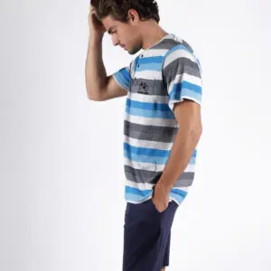 Pijama de hombre de verano de rayas de manga corta y pantalón corto Pijamas Antonio Miro