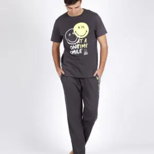 Pijama de hombre de verano de manga corta y pantalón largo. Marca Smiley World
