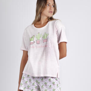 Pijama fresquito de verano de mujer de cactus, marca Admas