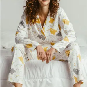 Pijama abierto de manga larga de mujer